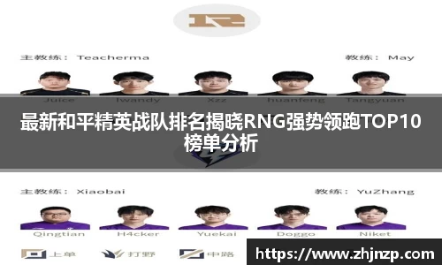 最新和平精英战队排名揭晓RNG强势领跑TOP10榜单分析